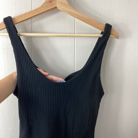 Zara Black Knit Ribbed Sweet Heart Neckline Bodysuit Top Size Small - Picture 9 of 10